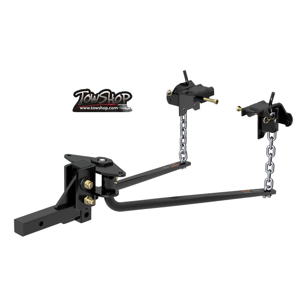Curt round bar weight distribution trailer hitch installed.