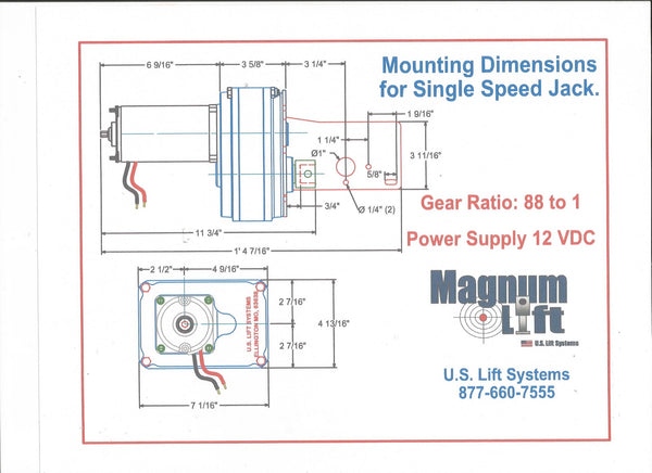Mounting dimensions drawing for Magnum Lift LEGB-1 power conversion kit.